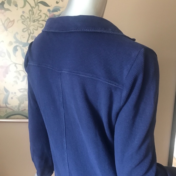 Soft Surroundings Dark Blue Waffle Knit Tunic Top/ Mini Dress Size Small Pockets - Picture 10 of 16